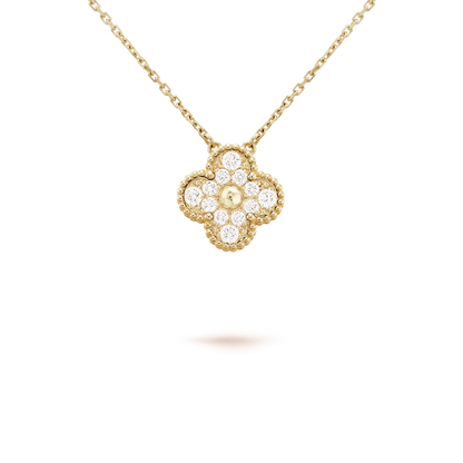 [WZQ]CLOVER 15MM DIAMOND SINGLE FLOWER NECKLACE