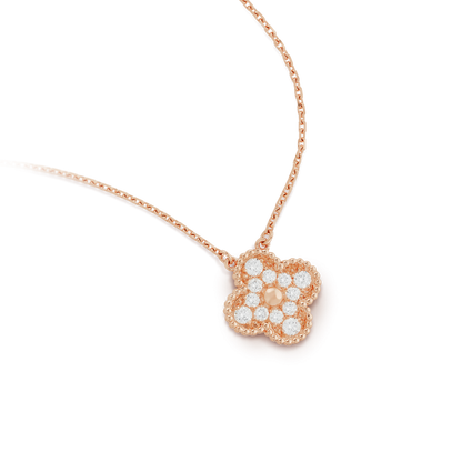 [WZQ]CLOVER 15MM DIAMOND SINGLE FLOWER NECKLACE