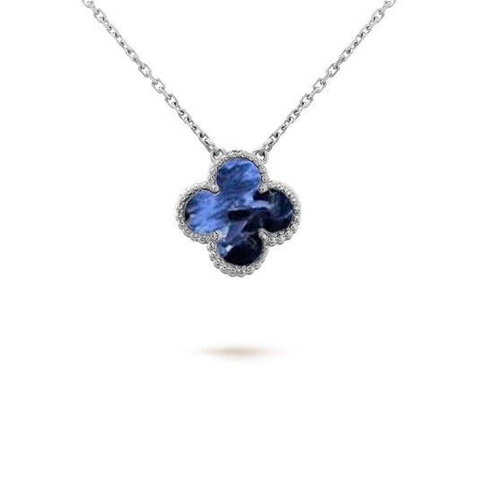 [WZQ]CLOVER 15MM PIETERSITE NECKLACE SILVER