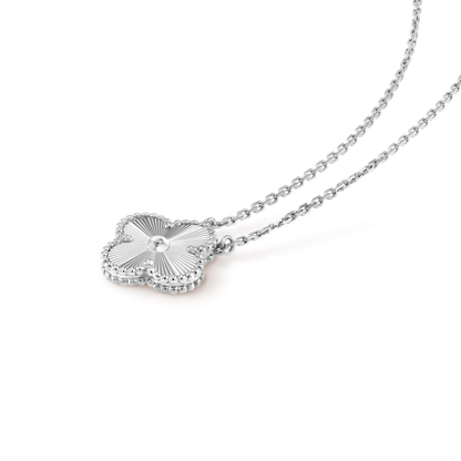 [WZQ]CLOVER 15MM LASER NECKLACE SILVER