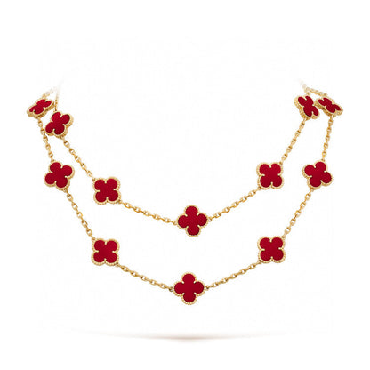 [WZQ]CLOVER 20 MOTIFS CARNELIAN NECKLACE