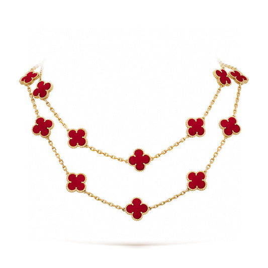 [WZQ]CLOVER 20 MOTIFS CARNELIAN NECKLACE