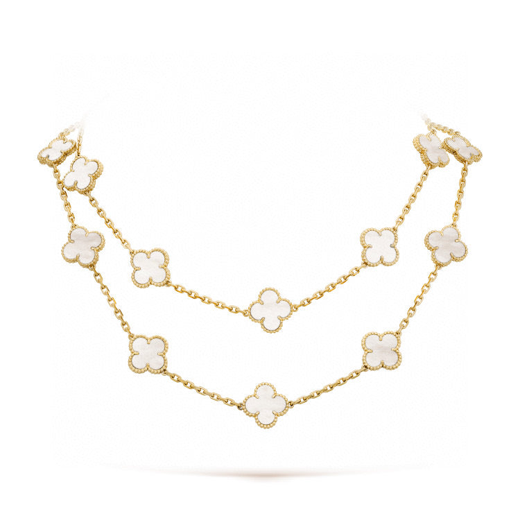 [WZQ]CLOVER 20 MOTIFS WHITE MOP NECKLACE