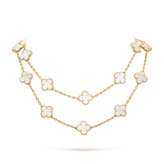 [WZQ]CLOVER 20 MOTIFS WHITE MOP NECKLACE