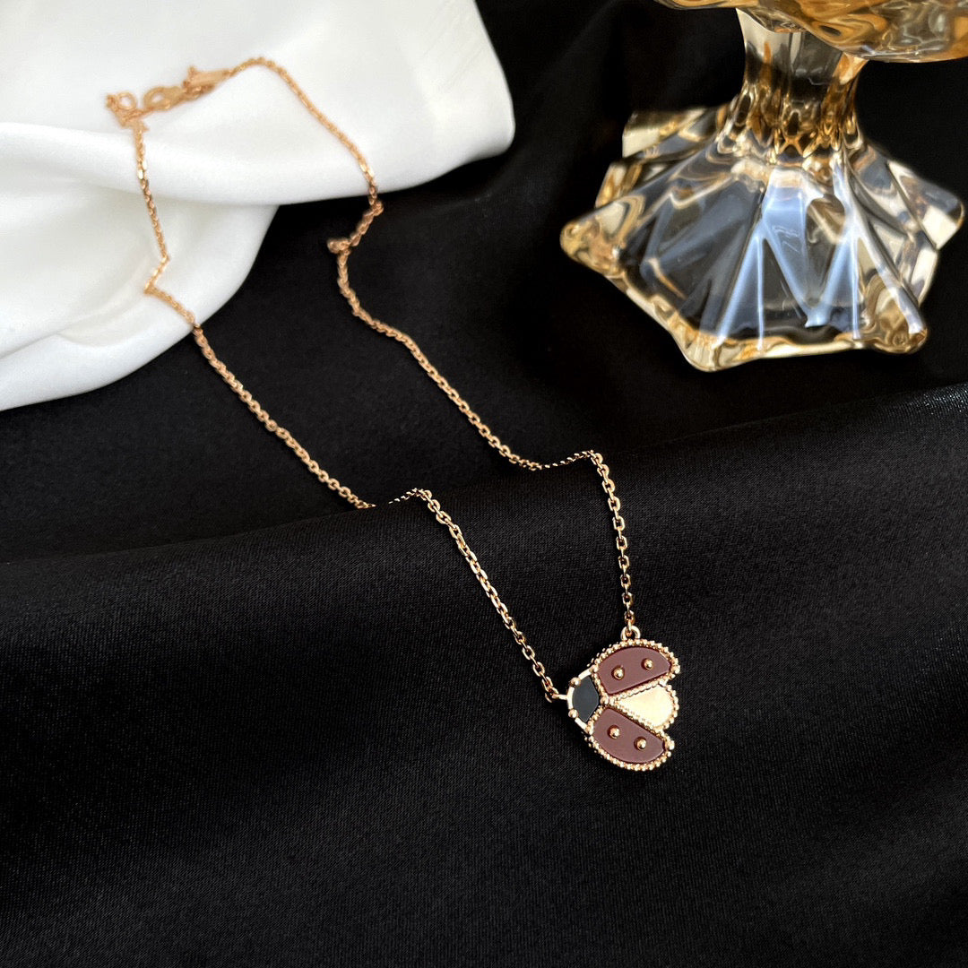 [WZQ]LUCKY  CARNELIANS LADYBUG NECKLACE