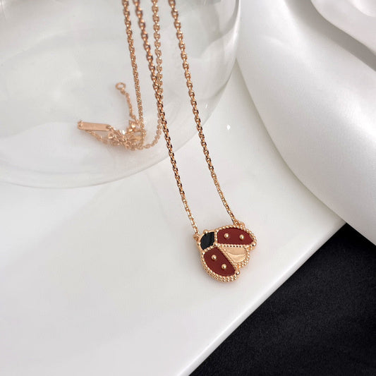 [WZQ]LUCKY  CARNELIANS LADYBUG NECKLACE