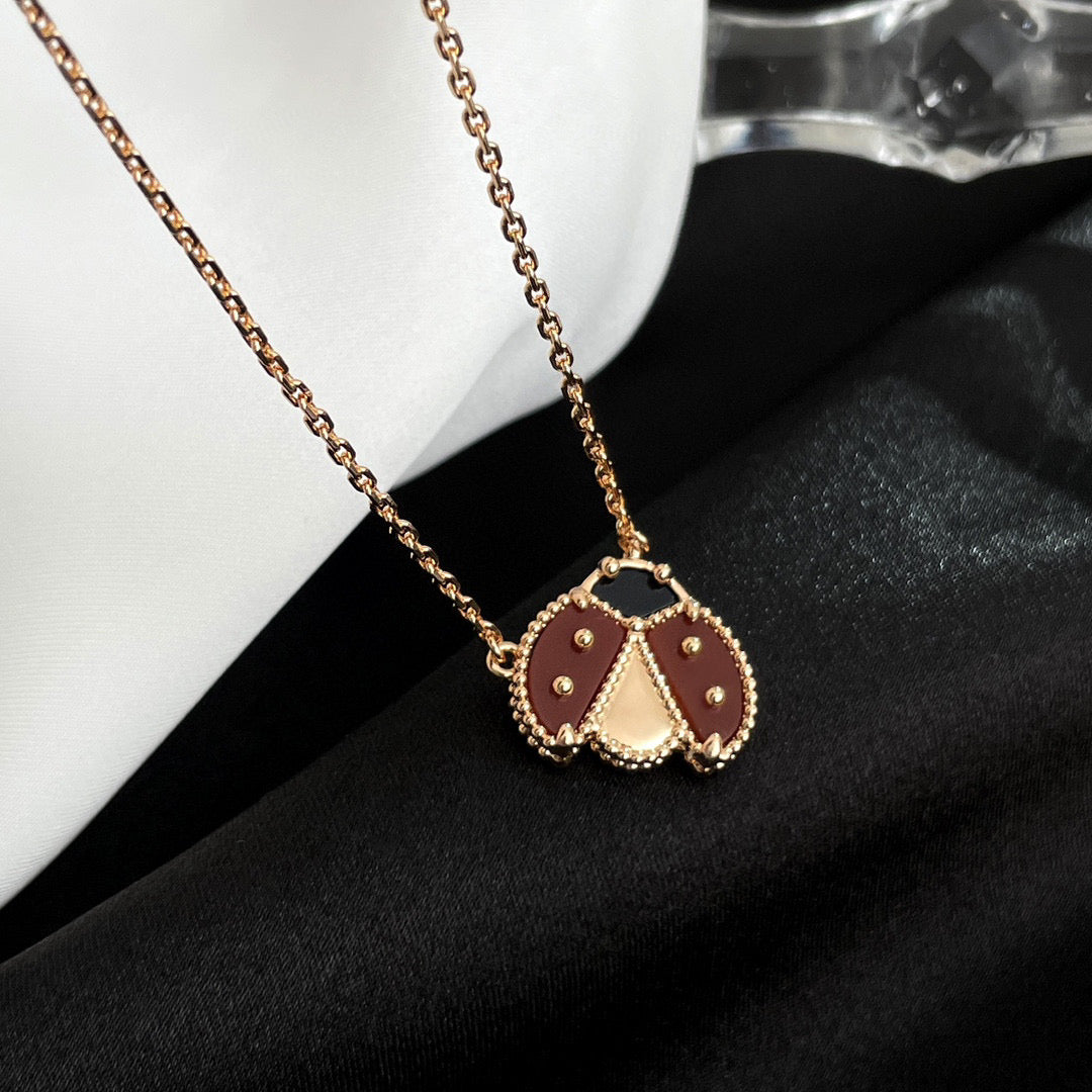 [WZQ]LUCKY  CARNELIANS LADYBUG NECKLACE