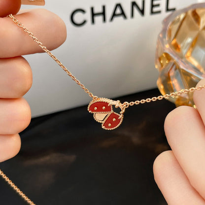 [WZQ]LUCKY  CARNELIANS LADYBUG NECKLACE
