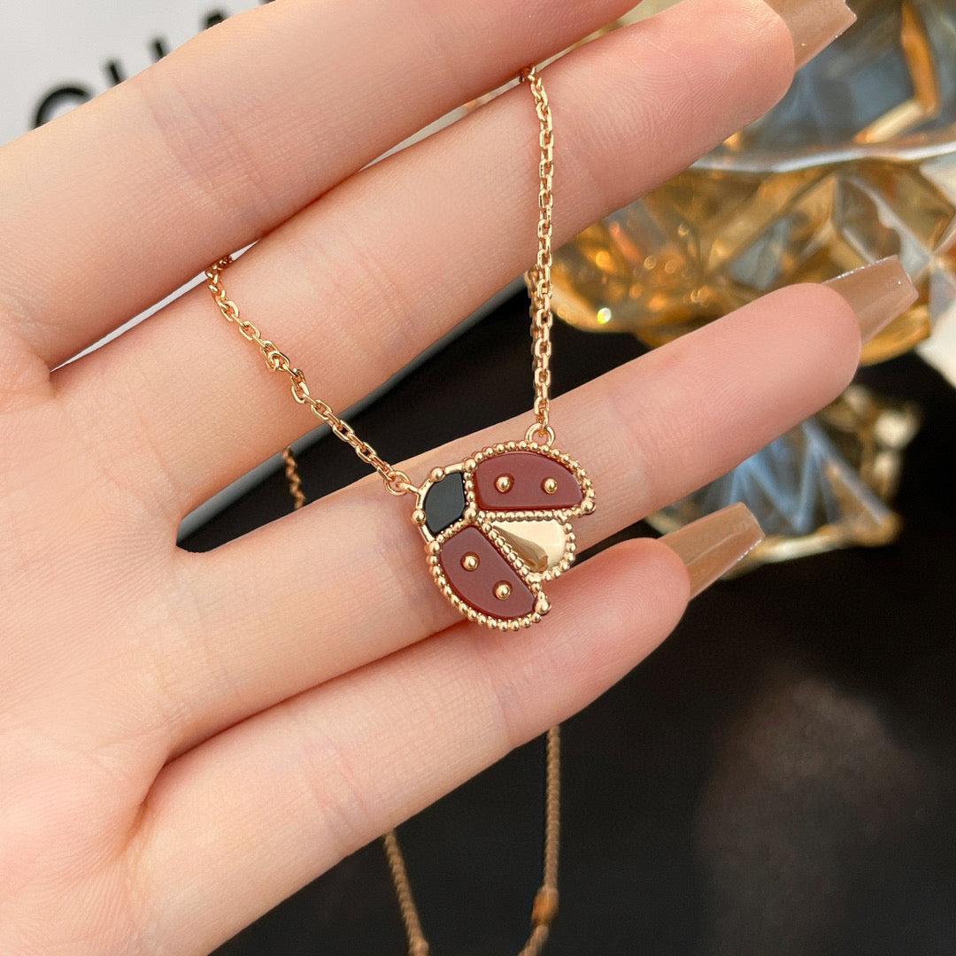 [WZQ]LUCKY  CARNELIANS LADYBUG NECKLACE