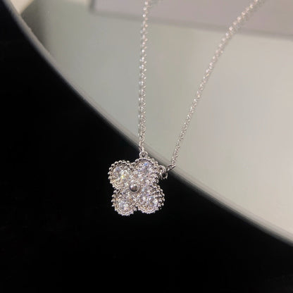 [WZQ]CLOVER 15MM DIAMOND SINGLE FLOWER NECKLACE
