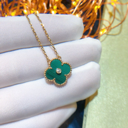[WZQ]CLOVER 15MM DIAMOND TURQUOISE NECKLACE