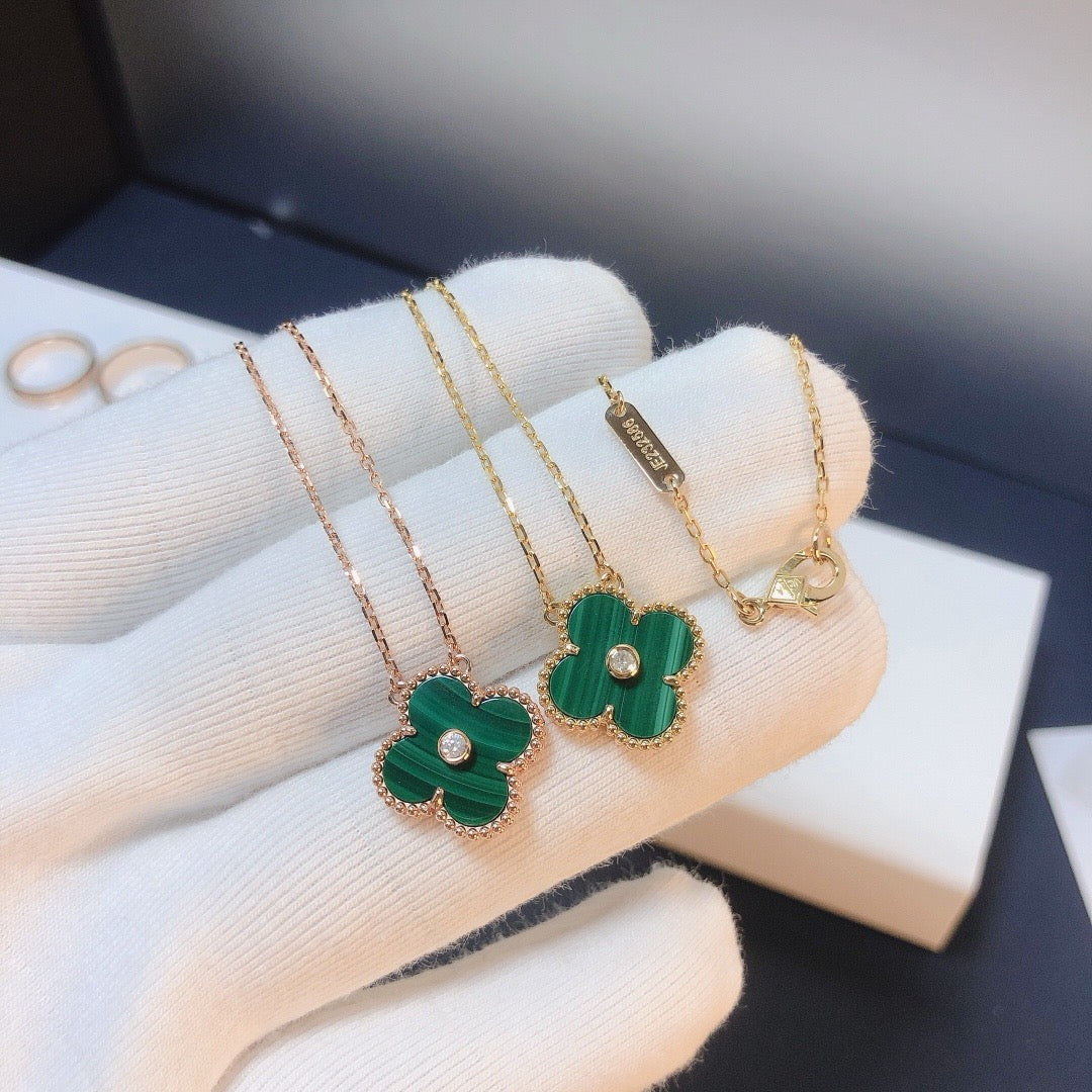 [WZQ]CLOVER 15MM DIAMOND TURQUOISE NECKLACE