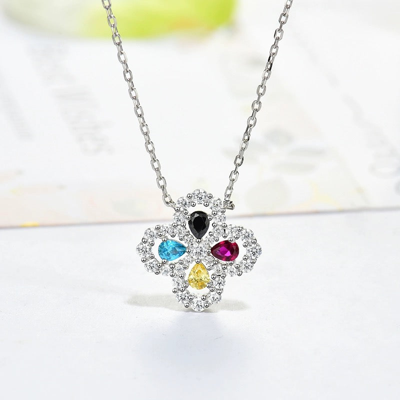 [WZQ]LOOP NECKLACE FULL MOTIF DIAMOND 16MM MULTIPLE COLORS