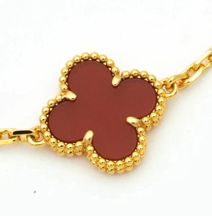 [WZQ]CLOVER 5 MOTIFS CARNELIAN DIAMOND BRACELET