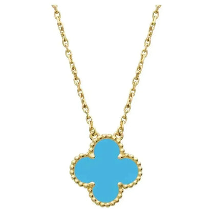 [WZQ]CLOVER 15MM VINTAGE TURQUOISE NECKLACE