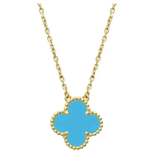 [WZQ]CLOVER 15MM VINTAGE TURQUOISE NECKLACE