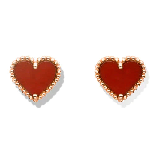 [WZQ]HEART CARNELIAN STUD EARRINGS