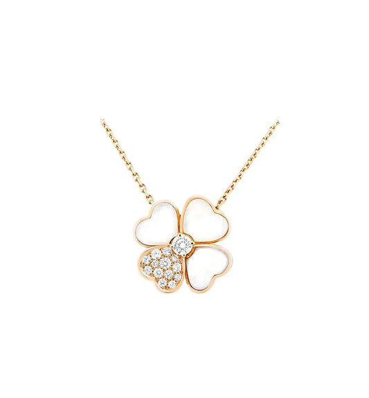 [WZQ]CLOVER MOP DIAMOND ROSE GOLD NECKLACE
