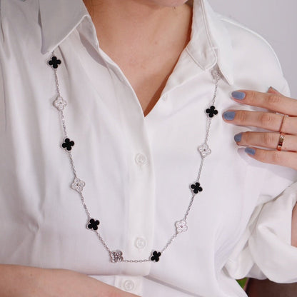 [WZQ]CLOVER 20 MOTIFS ONYX DIAMOND SILVER