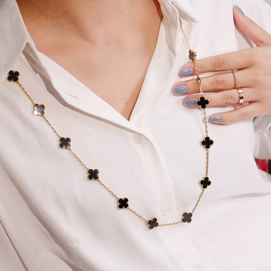 [WZQ]CLOVER 20 MOTIFS ONYX ROSE GOLD