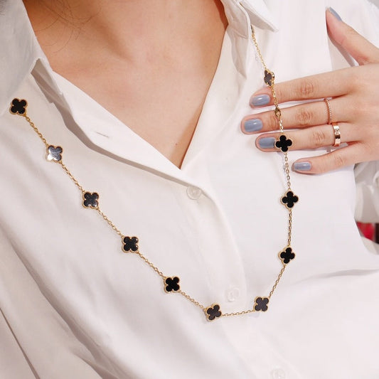 [WZQ]CLOVER 20 MOTIFS ONYX ROSE GOLD