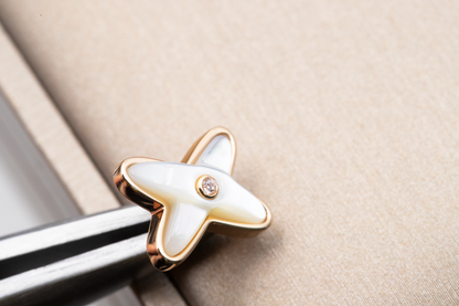 [WZQ]JEUX DE WHITE MOP ROSE GOLD DIAMOND EARRINGS