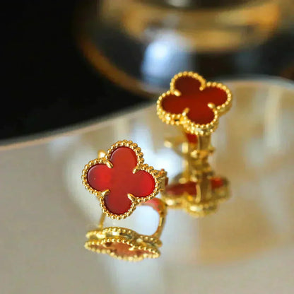 [WZQ]CLOVER MEDIUM 1 MOTIFS CARNELIAN  EARRINGS