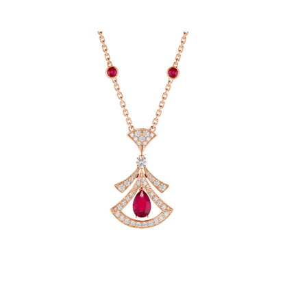 [WZQ]DREAM NECKLACE CARNELIAN DIAMOND PINK GOLD