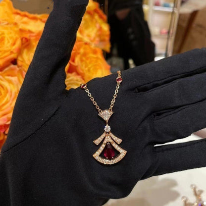 [WZQ]DREAM NECKLACE CARNELIAN DIAMOND PINK GOLD