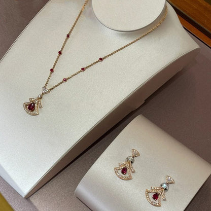[WZQ]DREAM NECKLACE CARNELIAN DIAMOND PINK GOLD