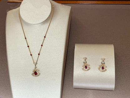 [WZQ]DREAM NECKLACE CARNELIAN DIAMOND PINK GOLD