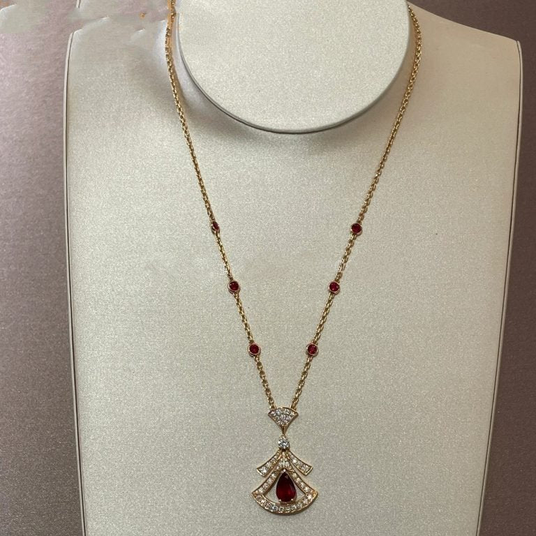 [WZQ]DREAM NECKLACE CARNELIAN DIAMOND PINK GOLD
