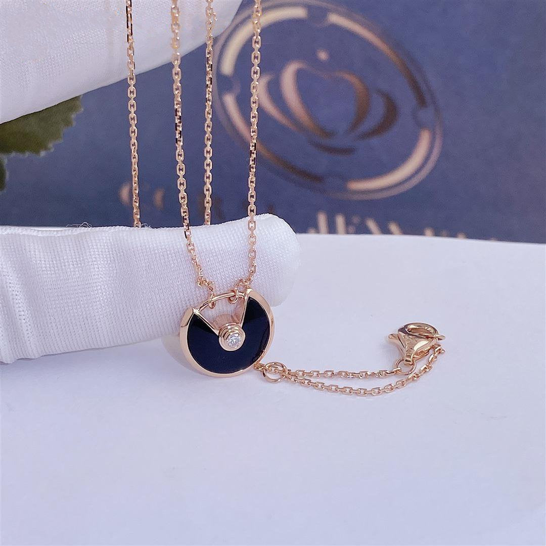 [WZQ]AMULETTE ROSE GOLD ONYX NECKLACE