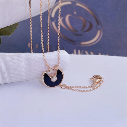 [WZQ]AMULETTE ROSE GOLD ONYX NECKLACE