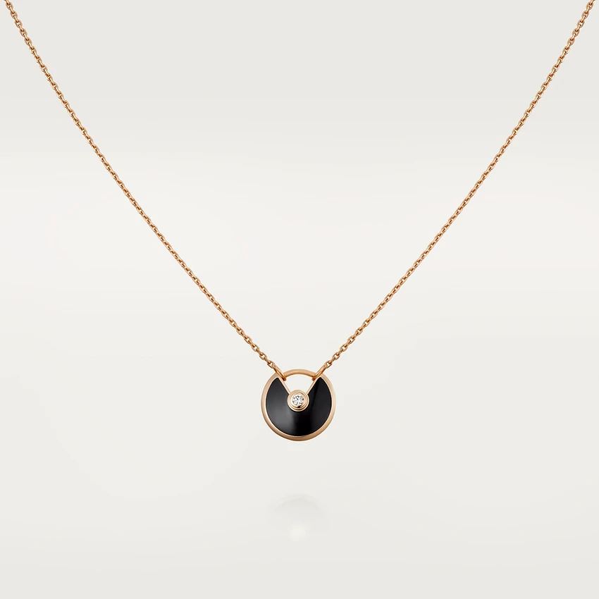 [WZQ]AMULETTE ROSE GOLD ONYX NECKLACE