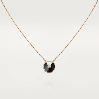 [WZQ]AMULETTE ROSE GOLD ONYX NECKLACE