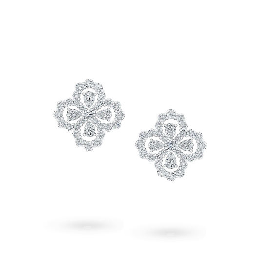 [WZQ]LOOP EARRINGS FULL MOTIF DIAMOND 16MM SILVE