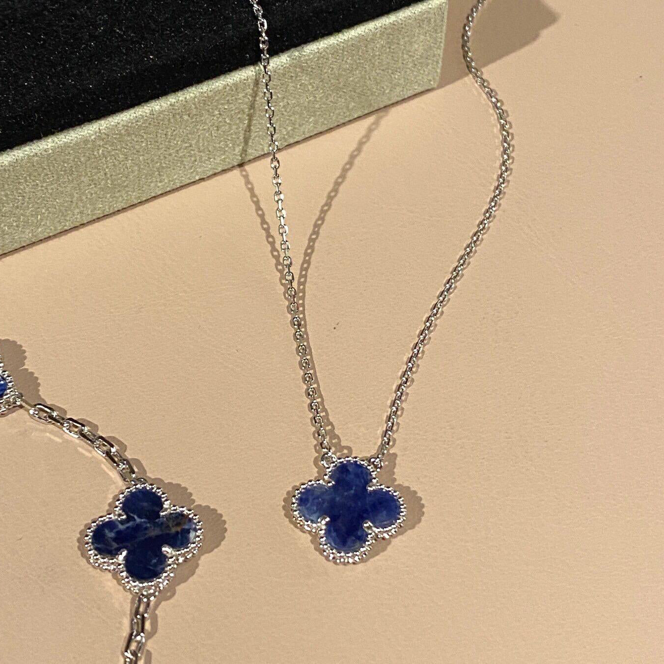 [WZQ]CLOVER 15MM PIETERSITE NECKLACE SILVER