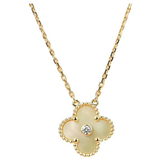 [WZQ]CLOVER 15MM DIAMOND GOLD MOTHER OF PEARL NECKLACE