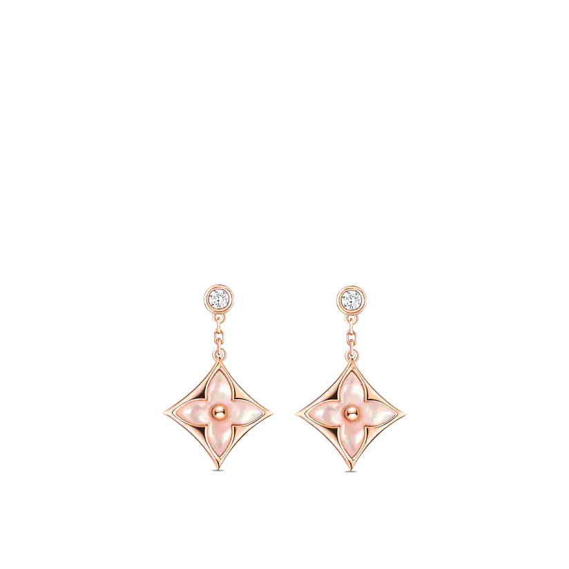 [WZQ]DOUBLE STAR PINK GOLD MOP DROP EARRINGS