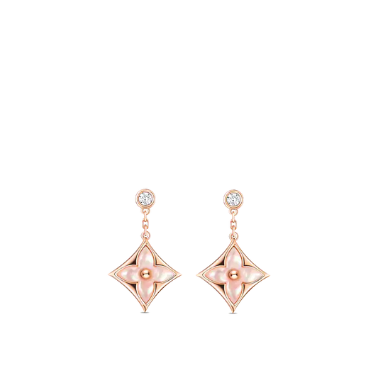[WZQ]DOUBLE STAR PINK GOLD MOP DROP EARRINGS
