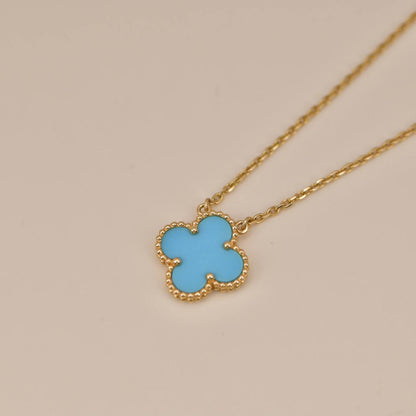 [WZQ]CLOVER 15MM VINTAGE TURQUOISE NECKLACE