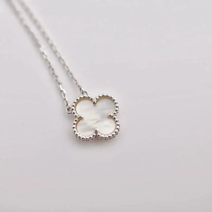 [WZQ]CLOVER  15MM WHITE MOTHER-OF-PEARL SILVER