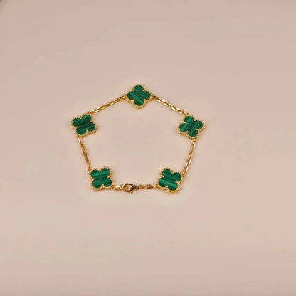 [WZQ]CLOVER 5 MOTIFS MALACHITE BRACELET