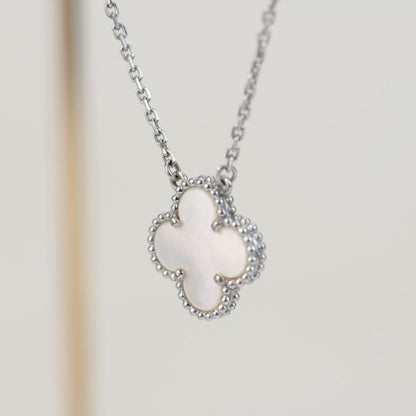 [WZQ]CLOVER  15MM WHITE MOTHER-OF-PEARL SILVER