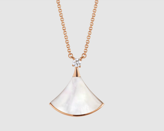 [WZQ]DREAM NECKLACE WHITE MOP PINK GOLD 1 DIAMOND