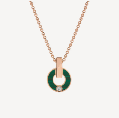 [WZQ]GARI NECKLACE PINK GOLD MALACHITE