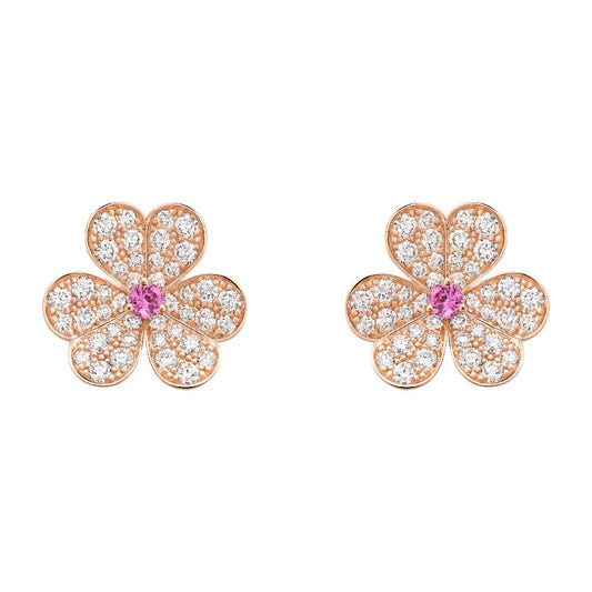 [WZQ]FRIVOLE PINK GOLD FLOWER DIAMOND EARRINGS