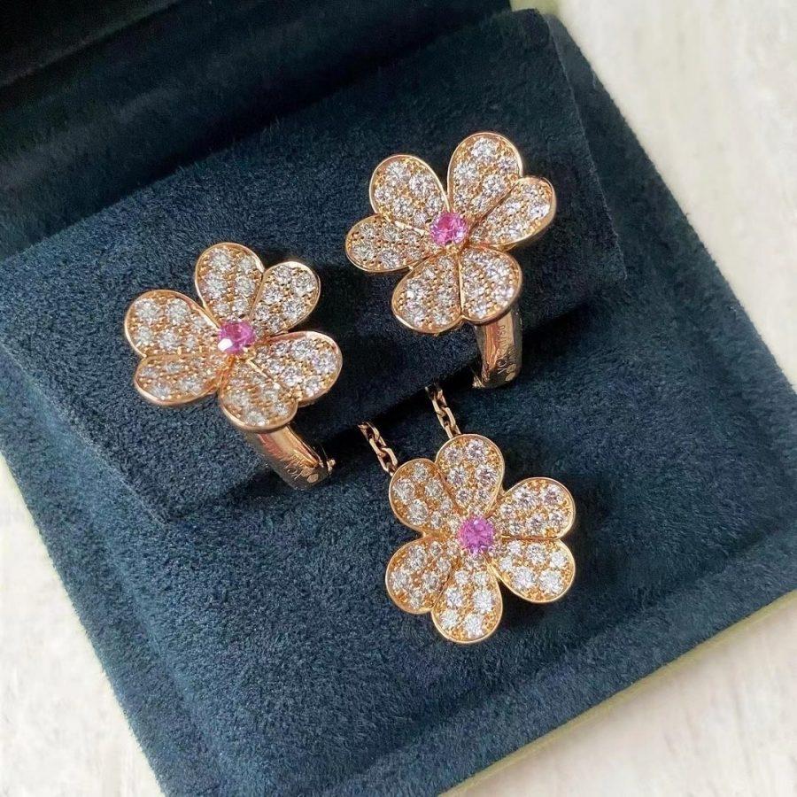 [WZQ]FRIVOLE ROSE GOLD FLOWER DIAMOND NECKLACE