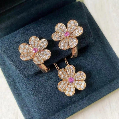 [WZQ]FRIVOLE ROSE GOLD FLOWER DIAMOND NECKLACE